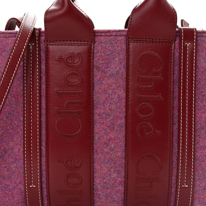 Chloe Recycled Felt Calfskin Small Woody Ribbon Tote Striking Purple 8 of 11