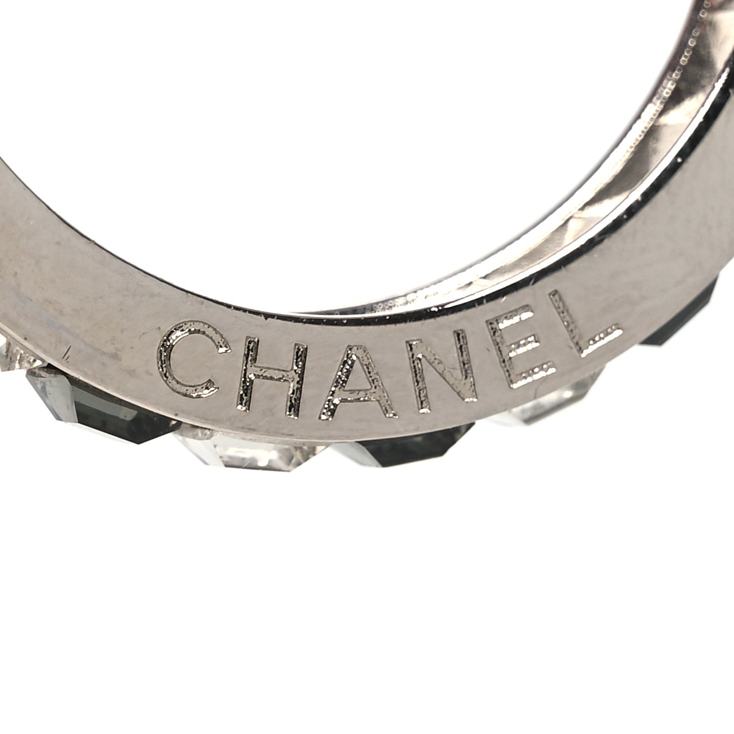 Chanel Baguette Crystal CC Hoop Earrings Silver 4 of 5
