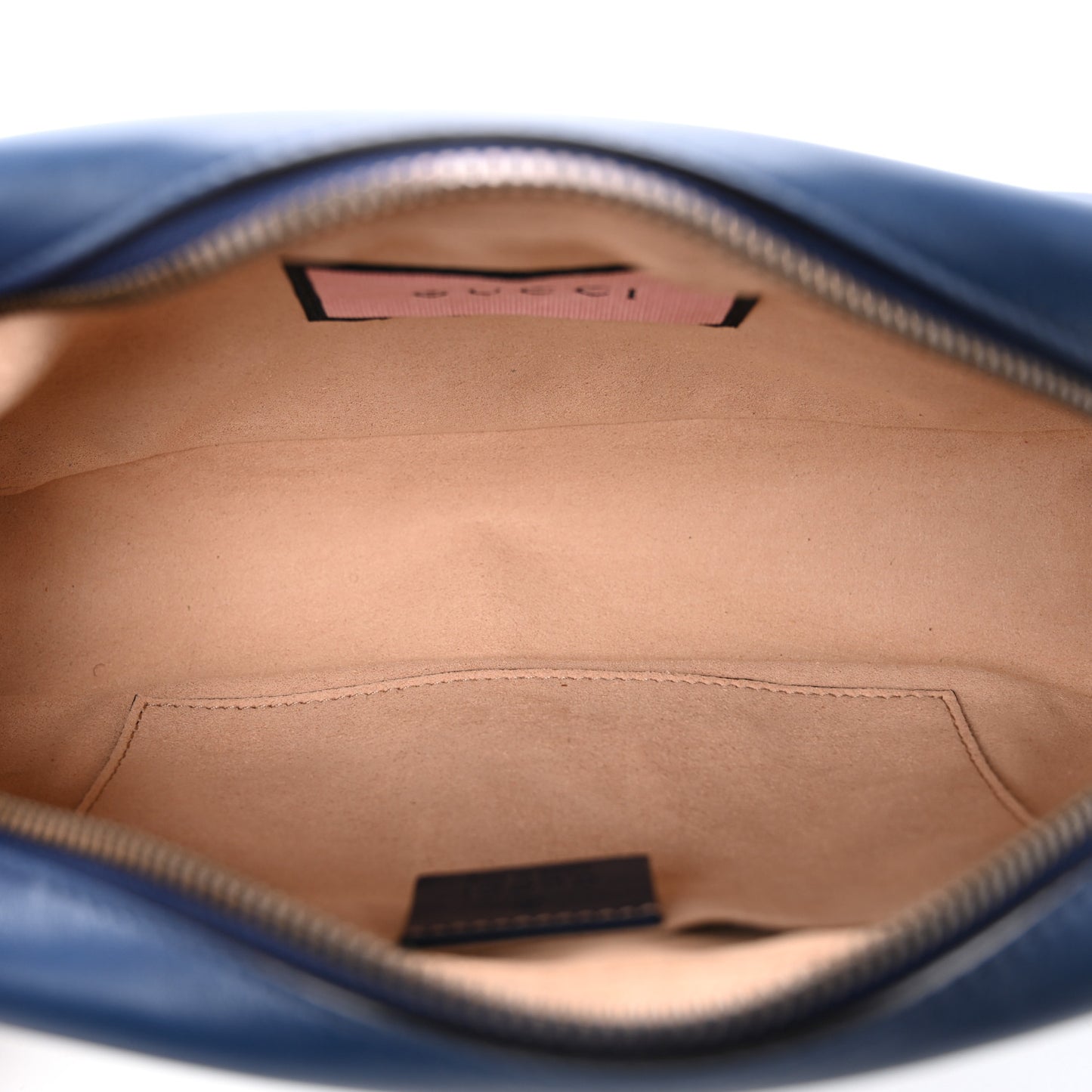 Calfskin Matelasse GucciGhost Small GG Marmont Chain Shoulder Bag Blue Agata Hibiscus Red