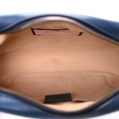 Gucci Calfskin Matelasse GucciGhost Small GG Marmont Chain Shoulder Bag Blue Agata Hibiscus Red 5 of 11