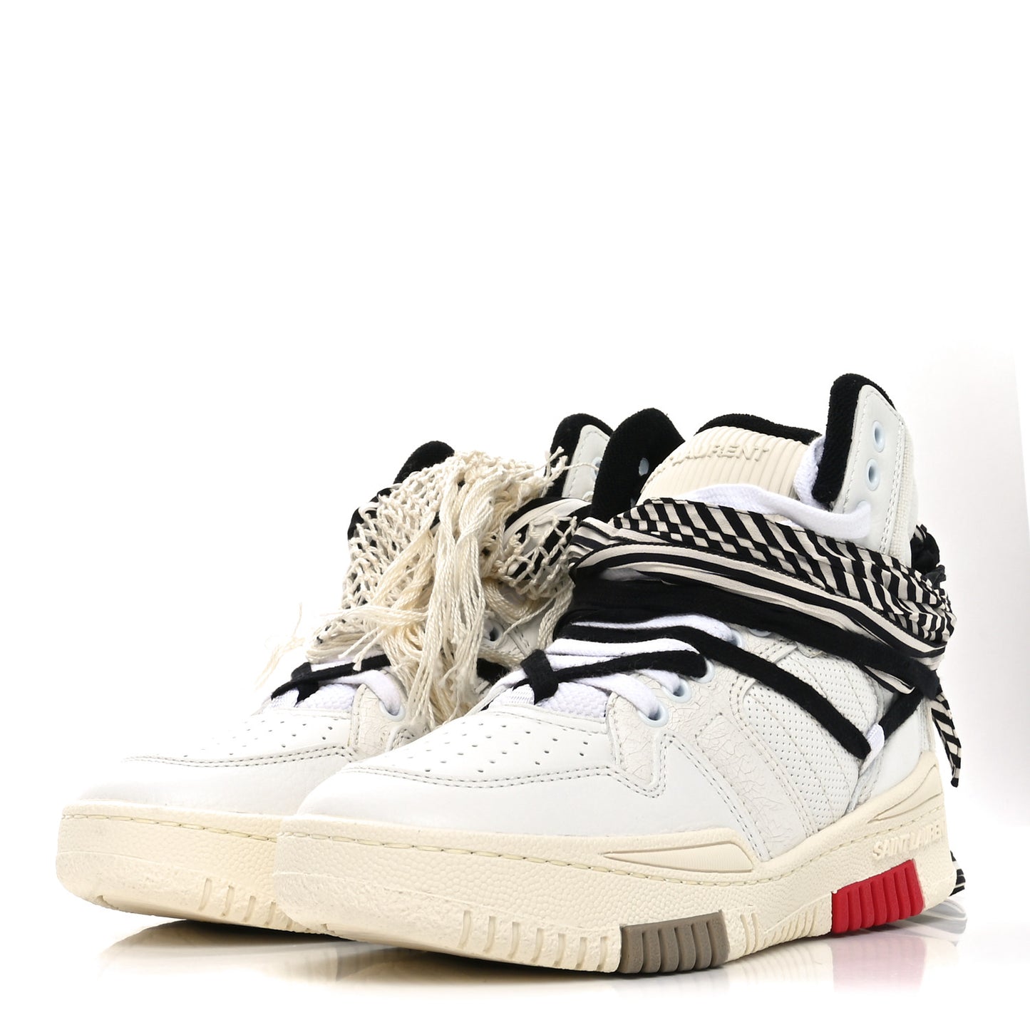 Calfskin Smith High Top Sneakers 36.5 White Black
