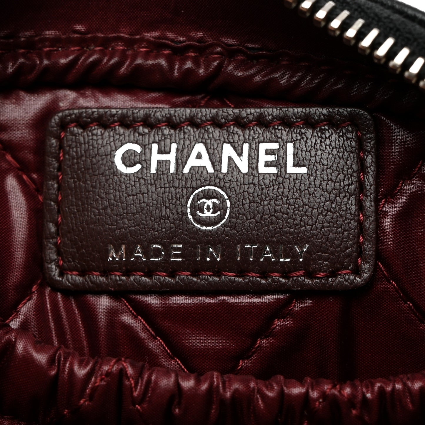 Lambskin Quilted Small Curvy Pouch Cosmetic Case Black