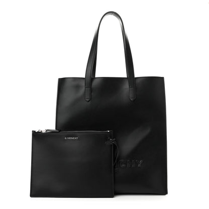 Givenchy Calfskin Logo Debossed Medium Shopper Tote Black 1 of 15
