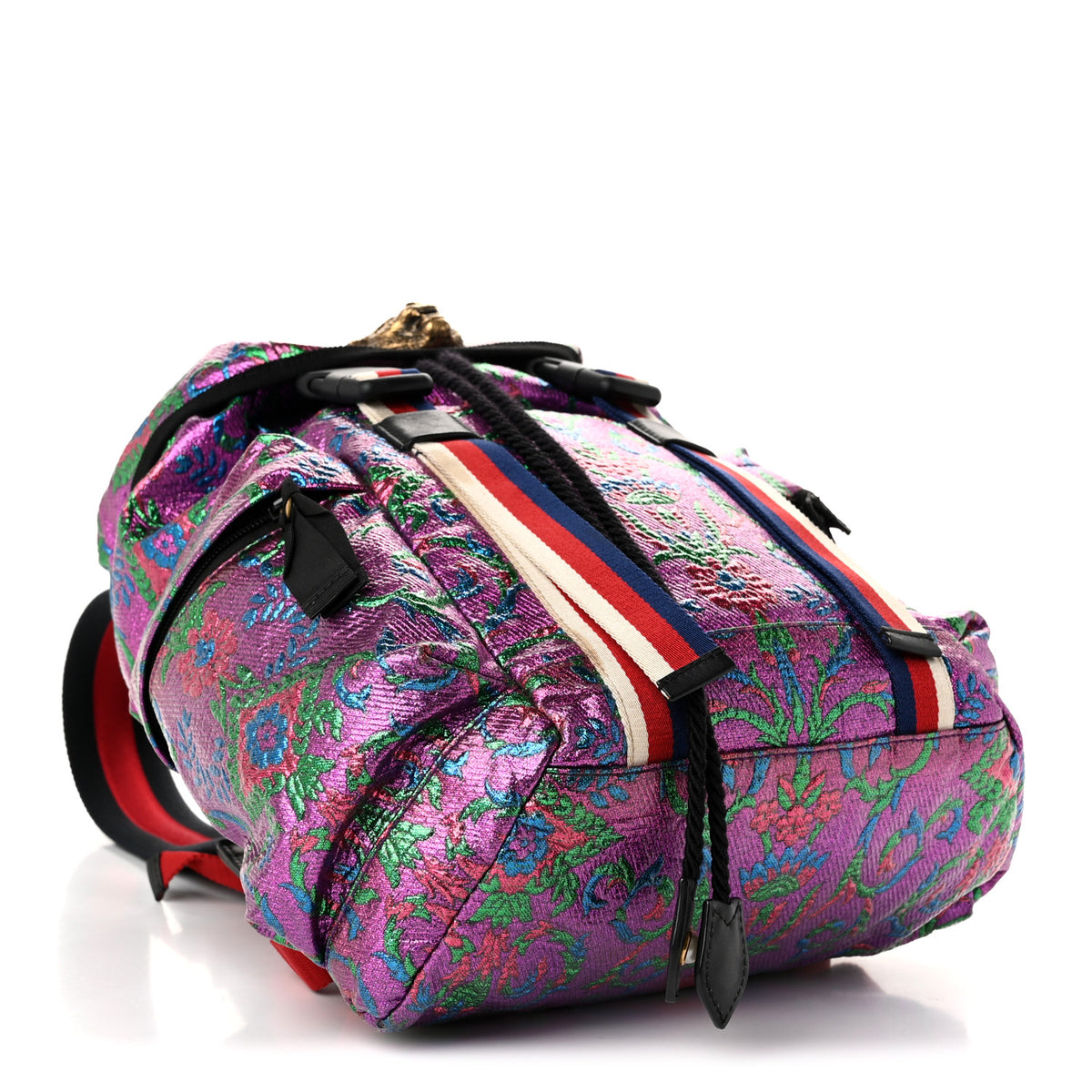 Brocade Web Small Double Buckle Backpack Multicolor