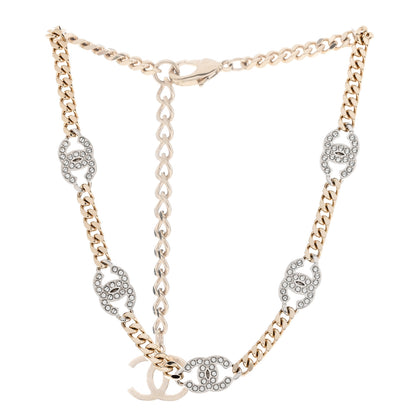 Chanel Crystal Chain CC Link Choker Gold Silver 3 of 6