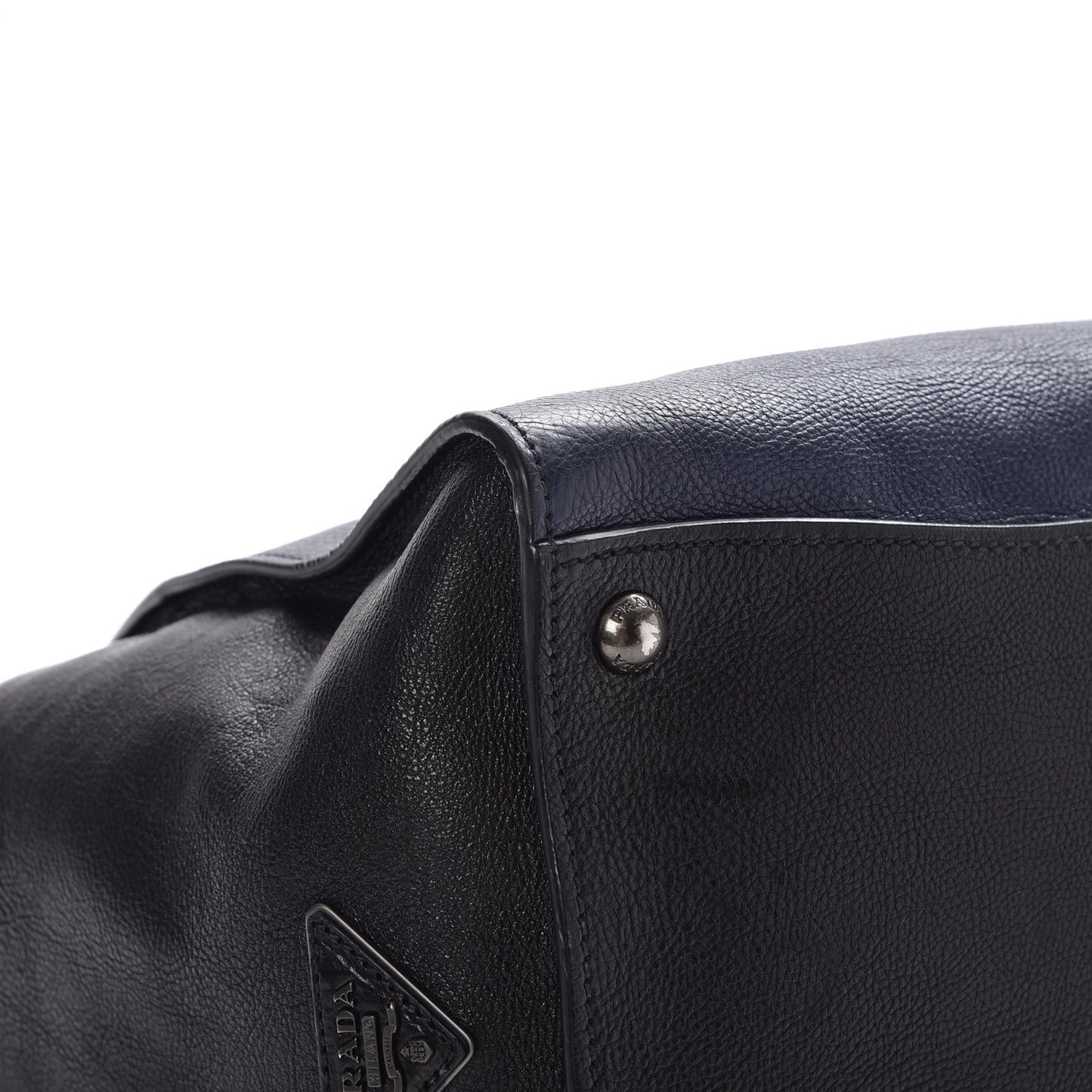 Glace Calfskin Large Twin Pocket Tote Baltico Black