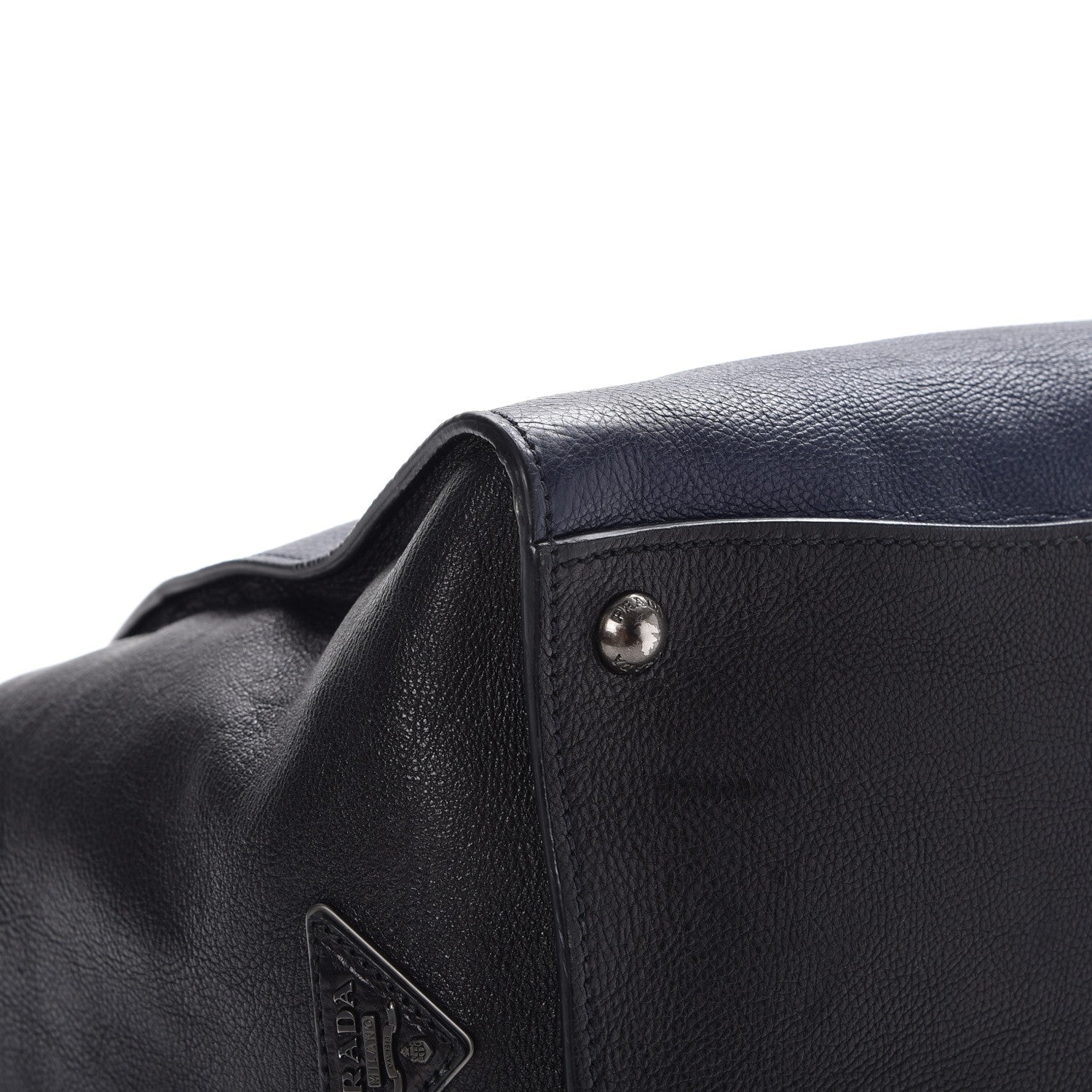 Prada Glace Calfskin Large Twin Pocket Tote Baltico Black 9 of 13