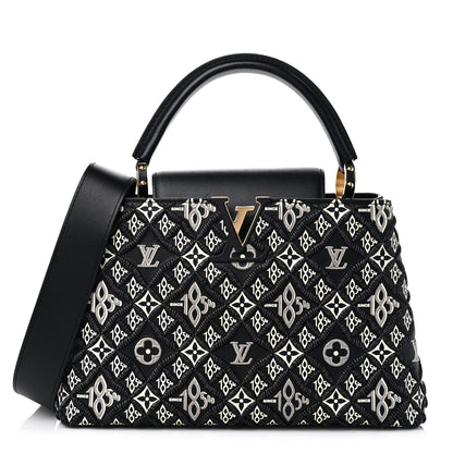 Louis Vuitton Calfskin Since 1854 Embroidered Capucines PM Black 1 of 8