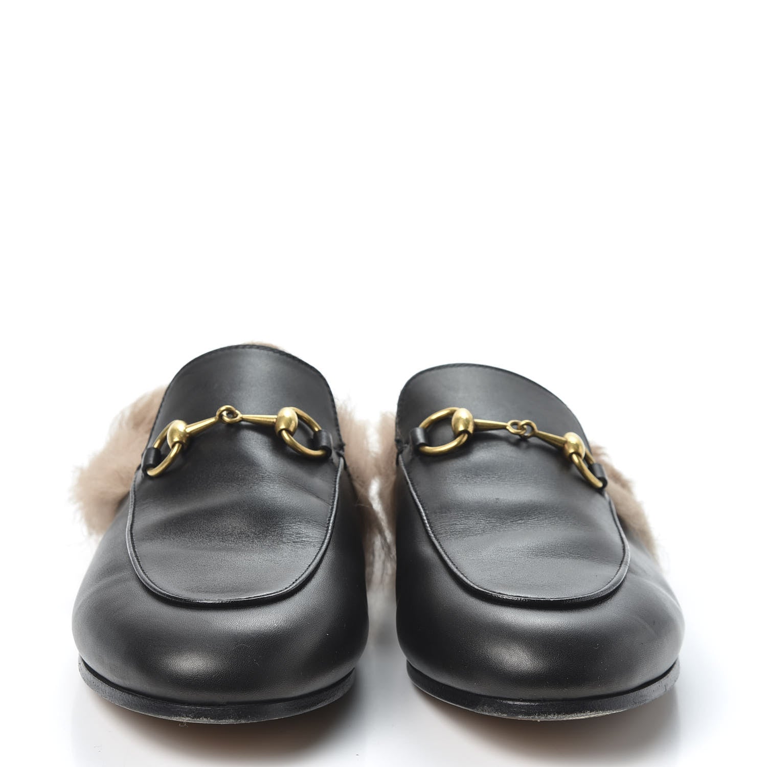 Gucci Calfskin Fur Womens Princetown Slippers 36.5 Black 2 of 8