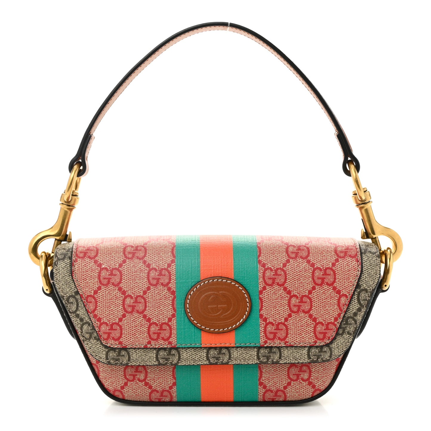 X DANS LE VERT GG Supreme Monogram Cuoio Web Mini Retro Interlocking G Top Handle Beige Rosso Ebony Harness Brown