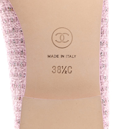 Chanel Tweed Lambskin Cap Toe Ballerina Flats 38.5 Pink 6 of 9