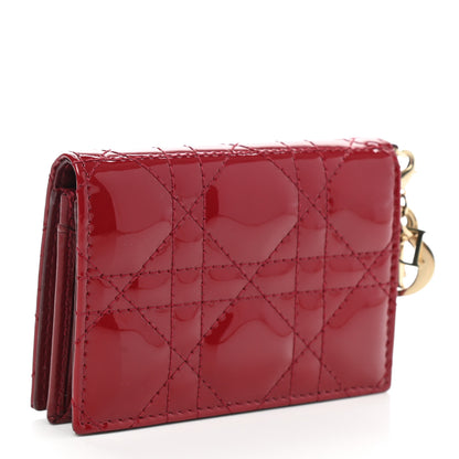 Christian Dior Patent Cannage Small Lady Dior Flap Card Holder Scarlet 3 of 8