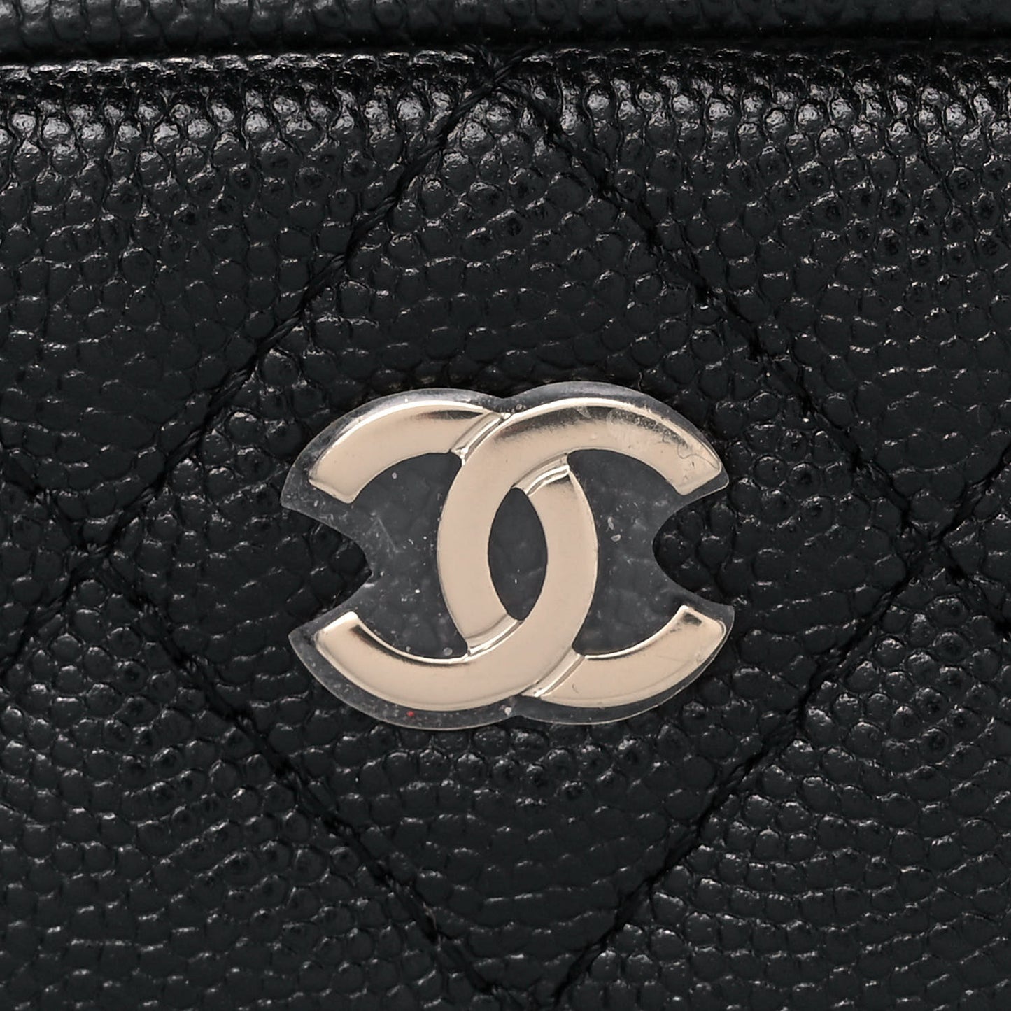 Caviar Quilted Small Curvy Pouch Cosmetic Case Black