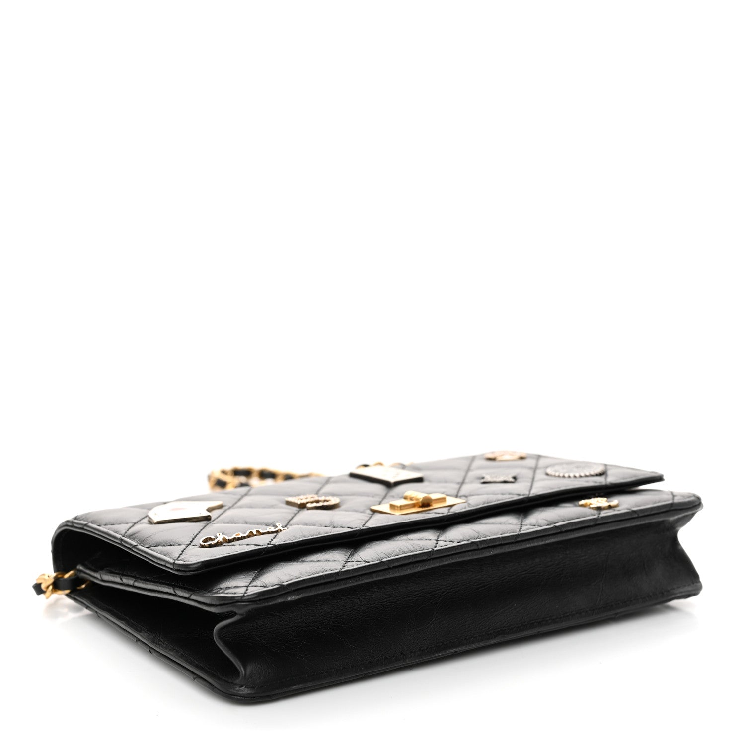 Chanel Aged Calfskin Lucky Charms Casino 2.55 Reissue Wallet on Chain WOC Black 4 of 11