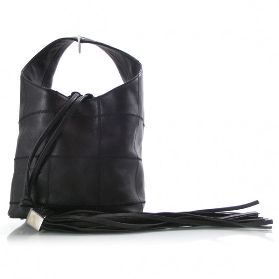 Square Stitched Tassel Bag Black