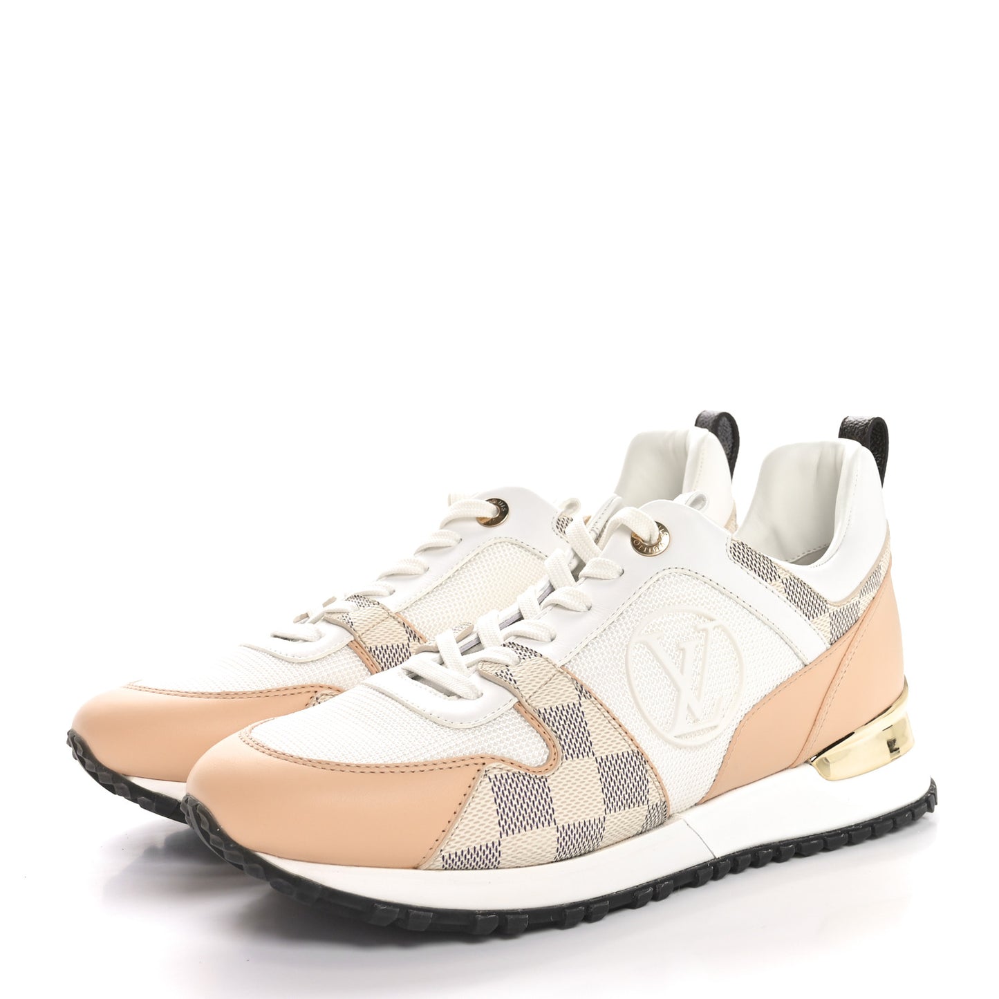Calfskin Damier Azur Run Away Sneakers 38 White