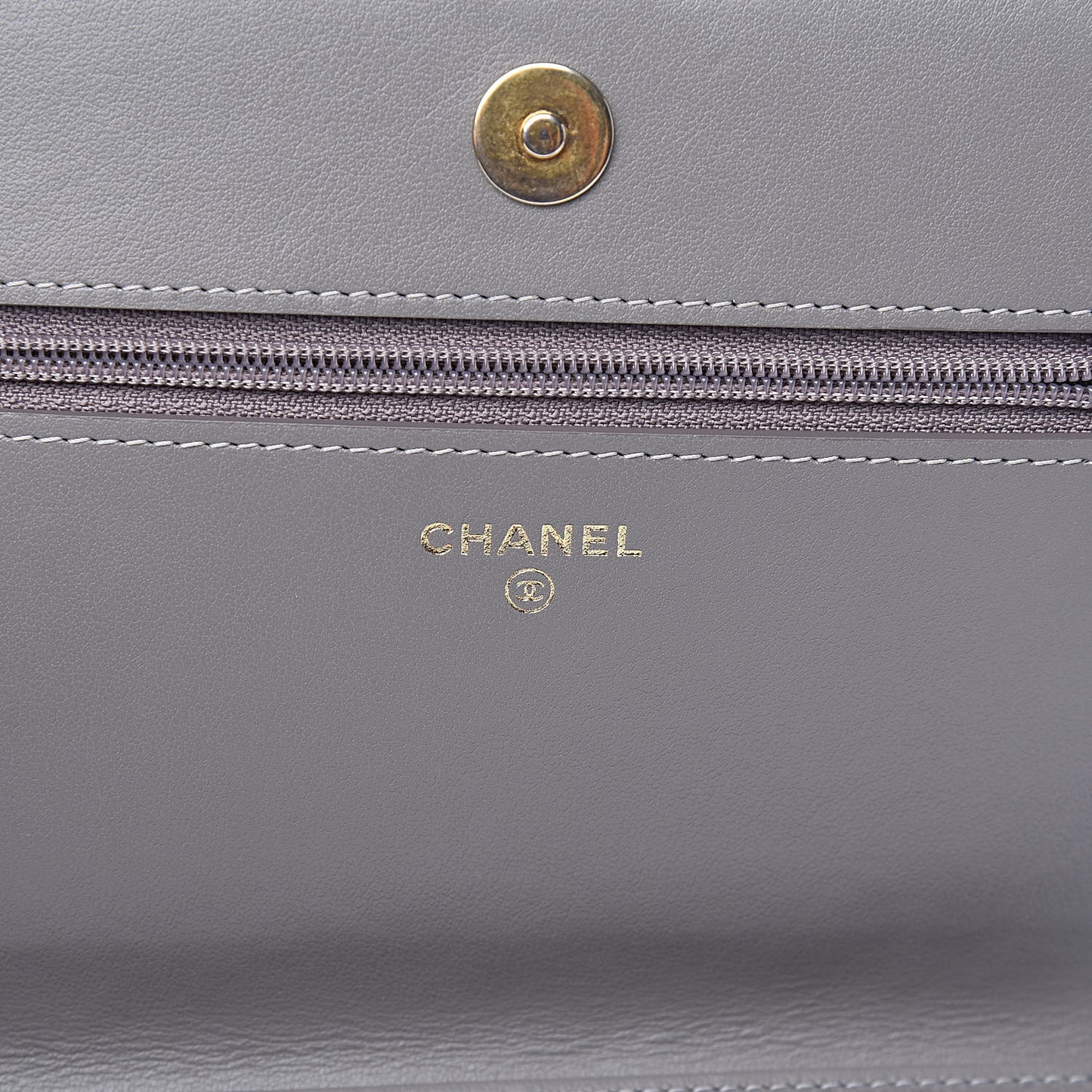 Caviar Quilted Boy Wallet On Chain WOC Grey