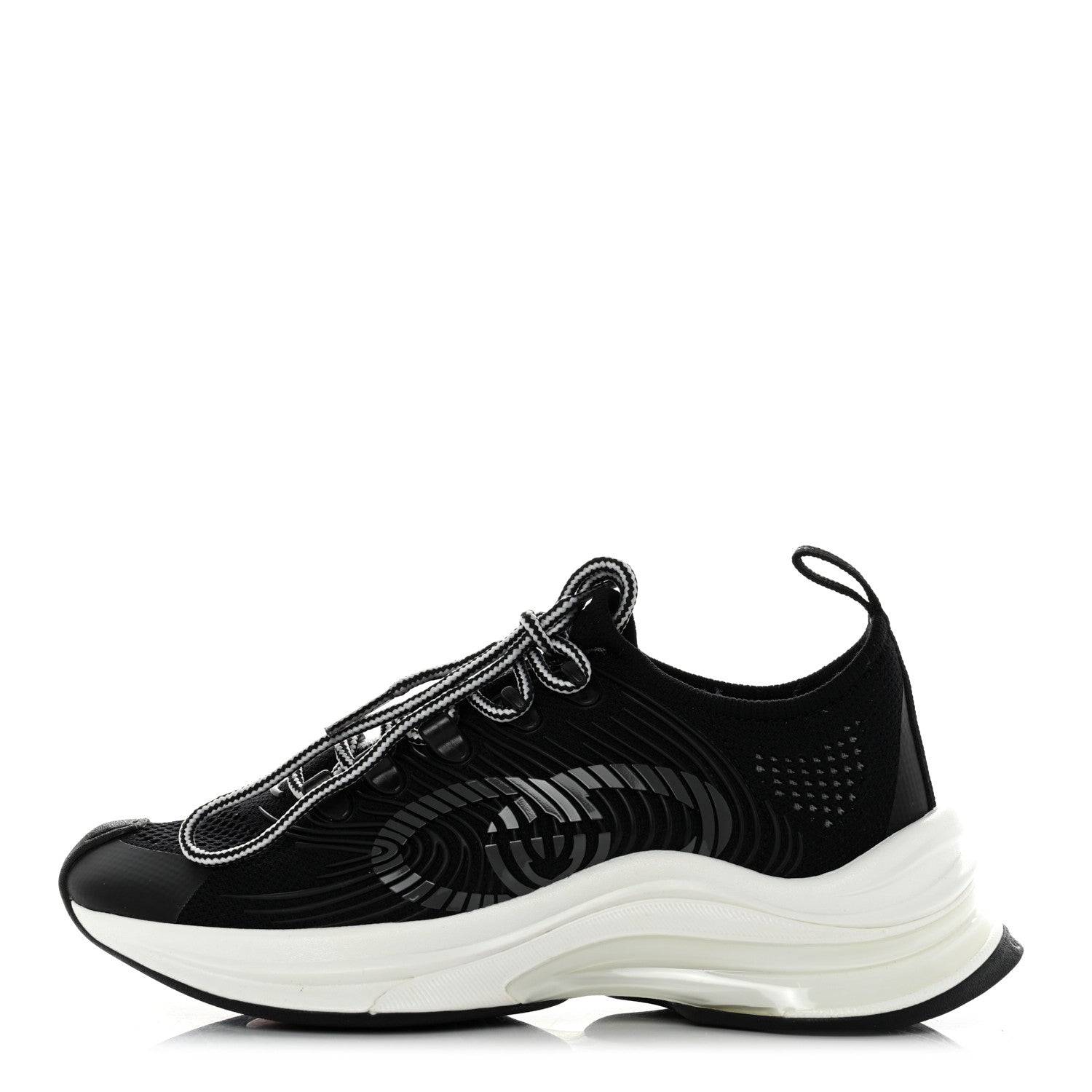 Gucci Technical Knit Fabric Waves Womens Gucci Run Sneakers 35 Black Loess 1 of 7