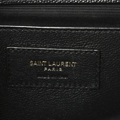 Saint Laurent Grain De Poudre Textured Mixed Matelasse Triquilt Medium Monogram Satchel Black 6 of 10