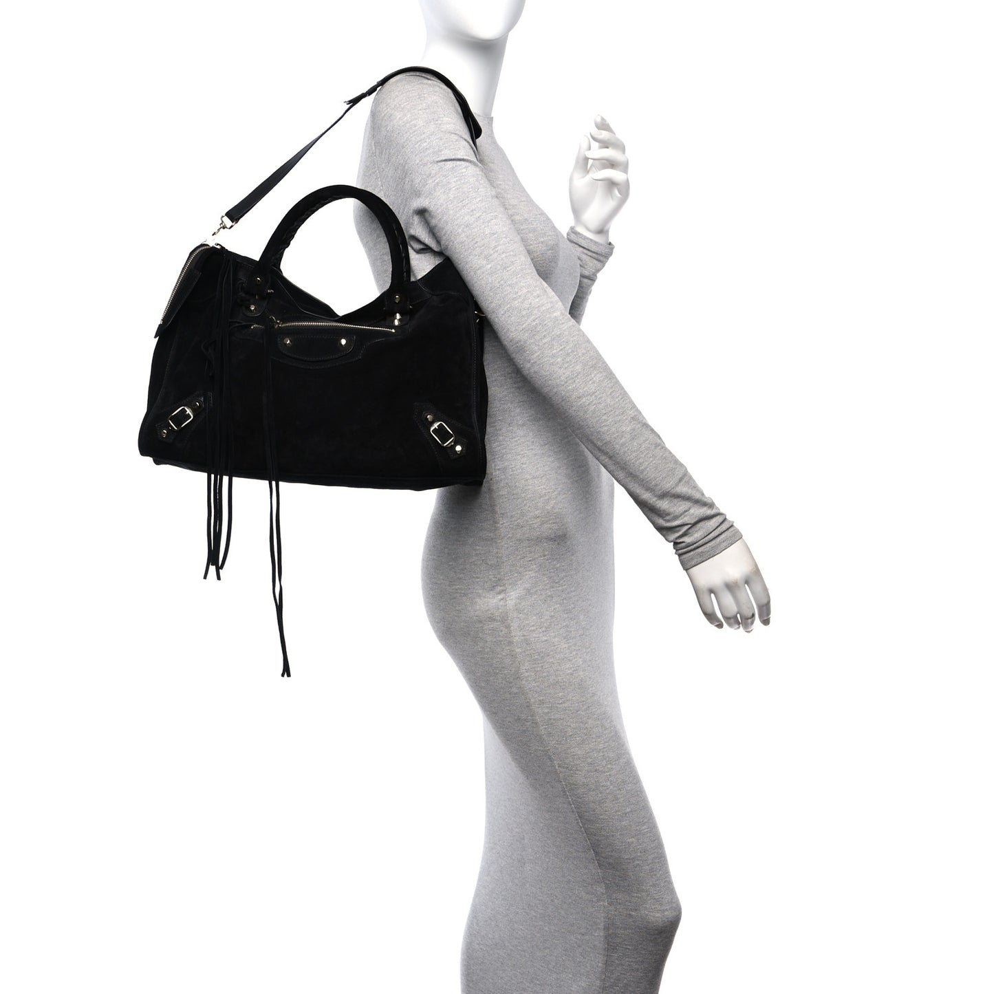 Baby Daim Suede Classic Silver Hardware City Black