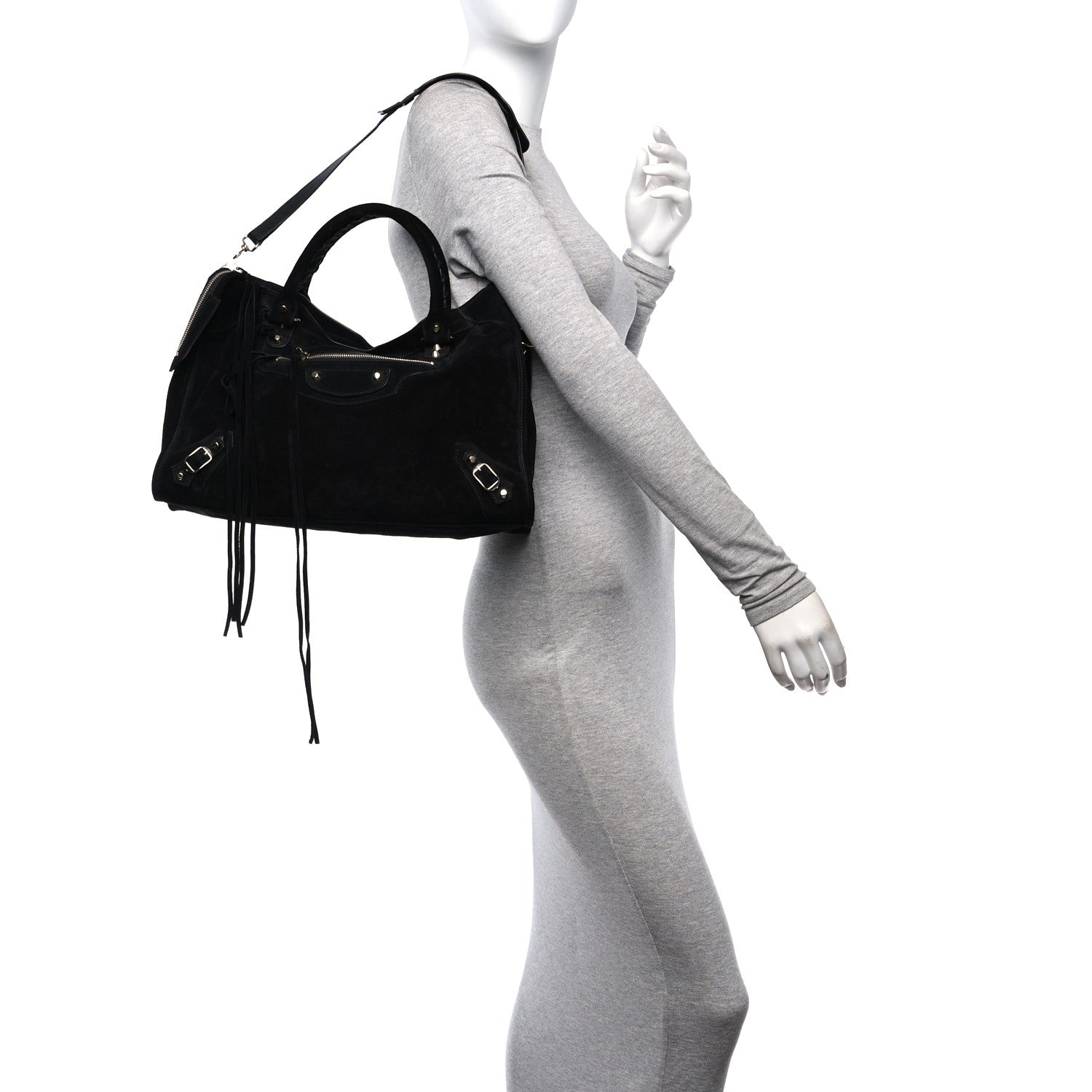Balenciaga Baby Daim Suede Classic Silver Hardware City Black 2 of 11