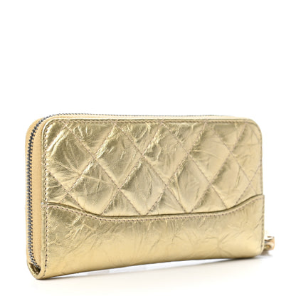 Chanel Metallic Aged Calfskin Quilted Small Gabrielle Zip Around Wallet Gold 3 of 8