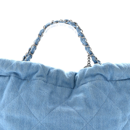 Chanel Denim Quilted Small Chanel 22 Light Blue 8 of 10
