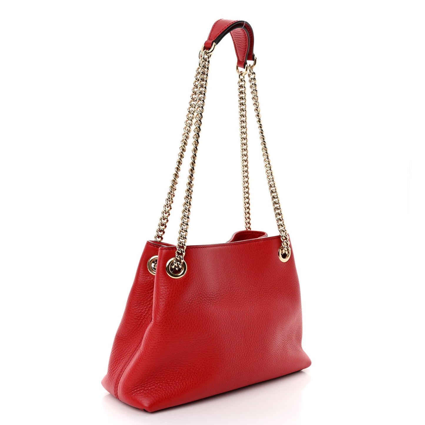 Pebbled Calfskin Small Soho Chain Shoulder Bag Tabasco Red