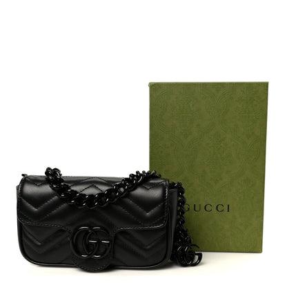 Gucci Calfskin Matelasse Monochrome GG Marmont Chain Belt Bag Black 11 of 11