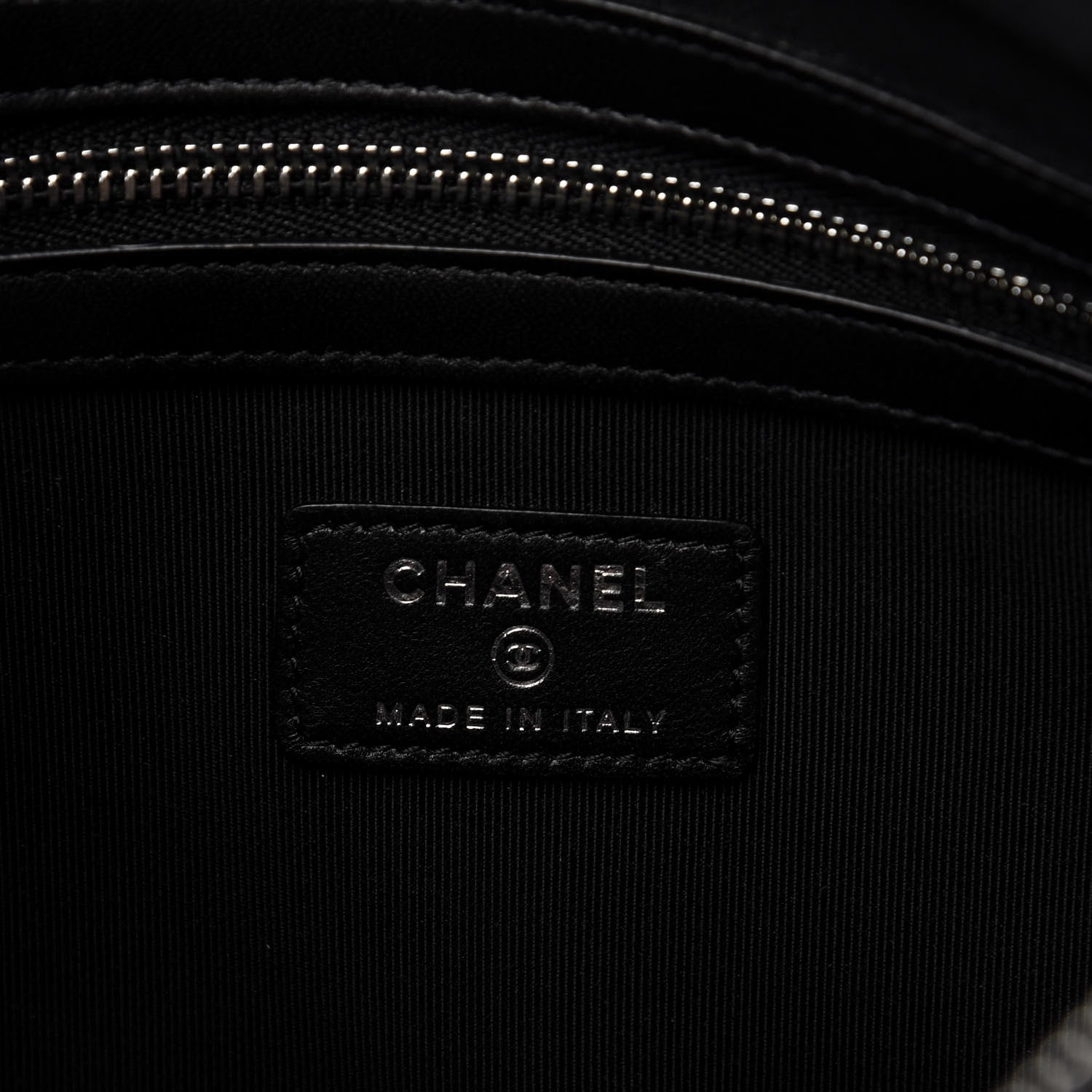 Chanel Lambskin Chevron Quilted Studded Medium Cosmetic Case Black 6 of 8
