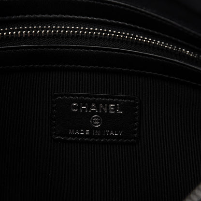 Chanel Lambskin Chevron Quilted Studded Medium Cosmetic Case Black 6 of 8