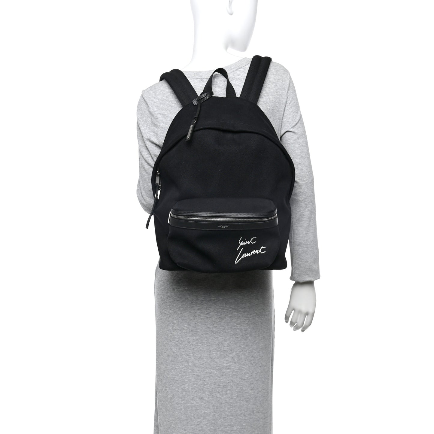 Canvas Signature Embroidered City Backpack Black