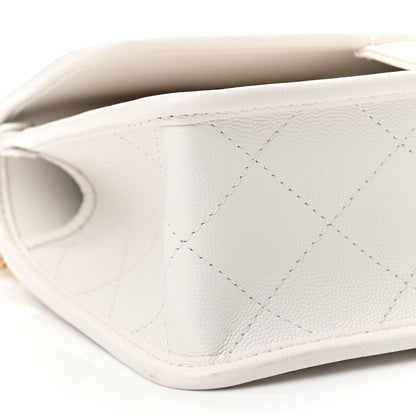 Chanel Caviar Quilted School Memory Small Top Handle Flap White 9 of 10