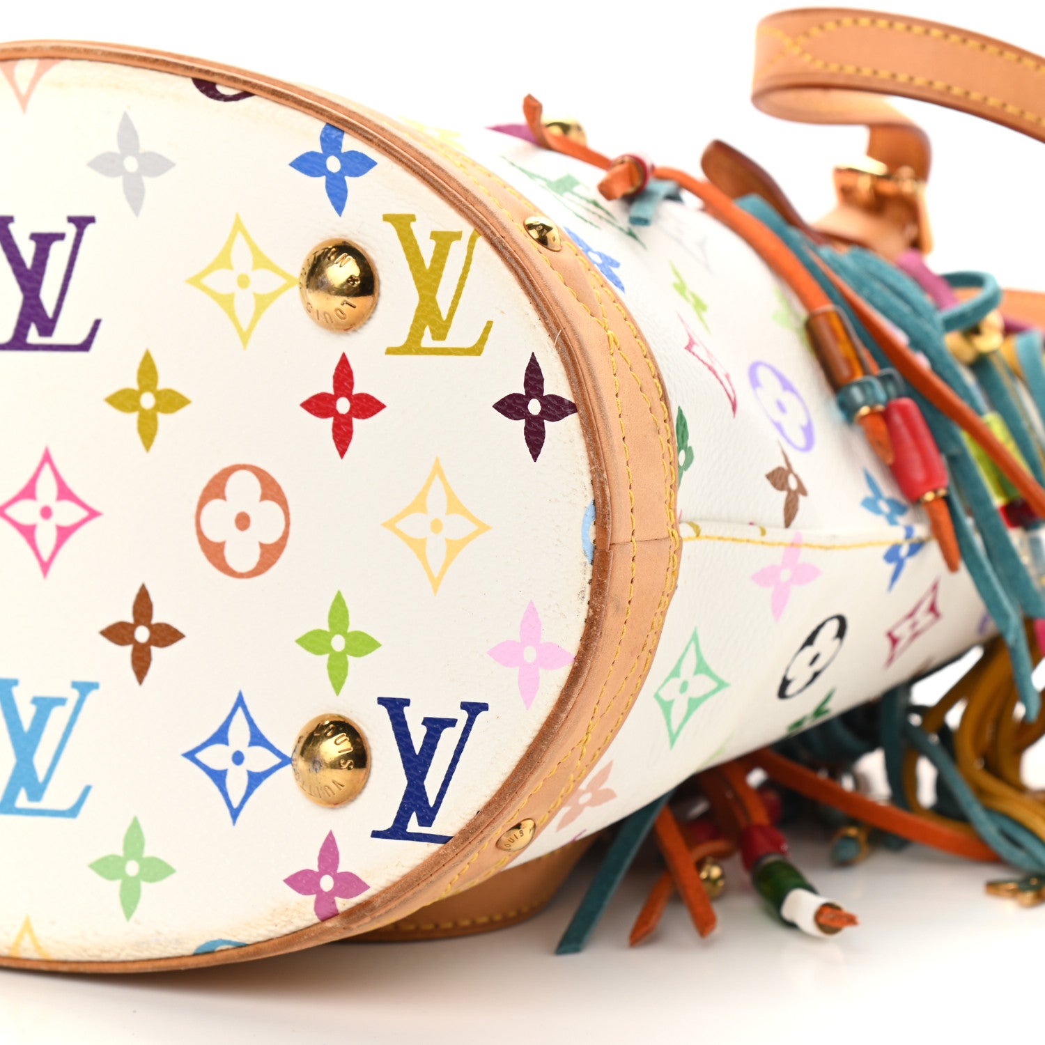Louis Vuitton Monogram Multicolor Fringe Bucket White 6 of 9