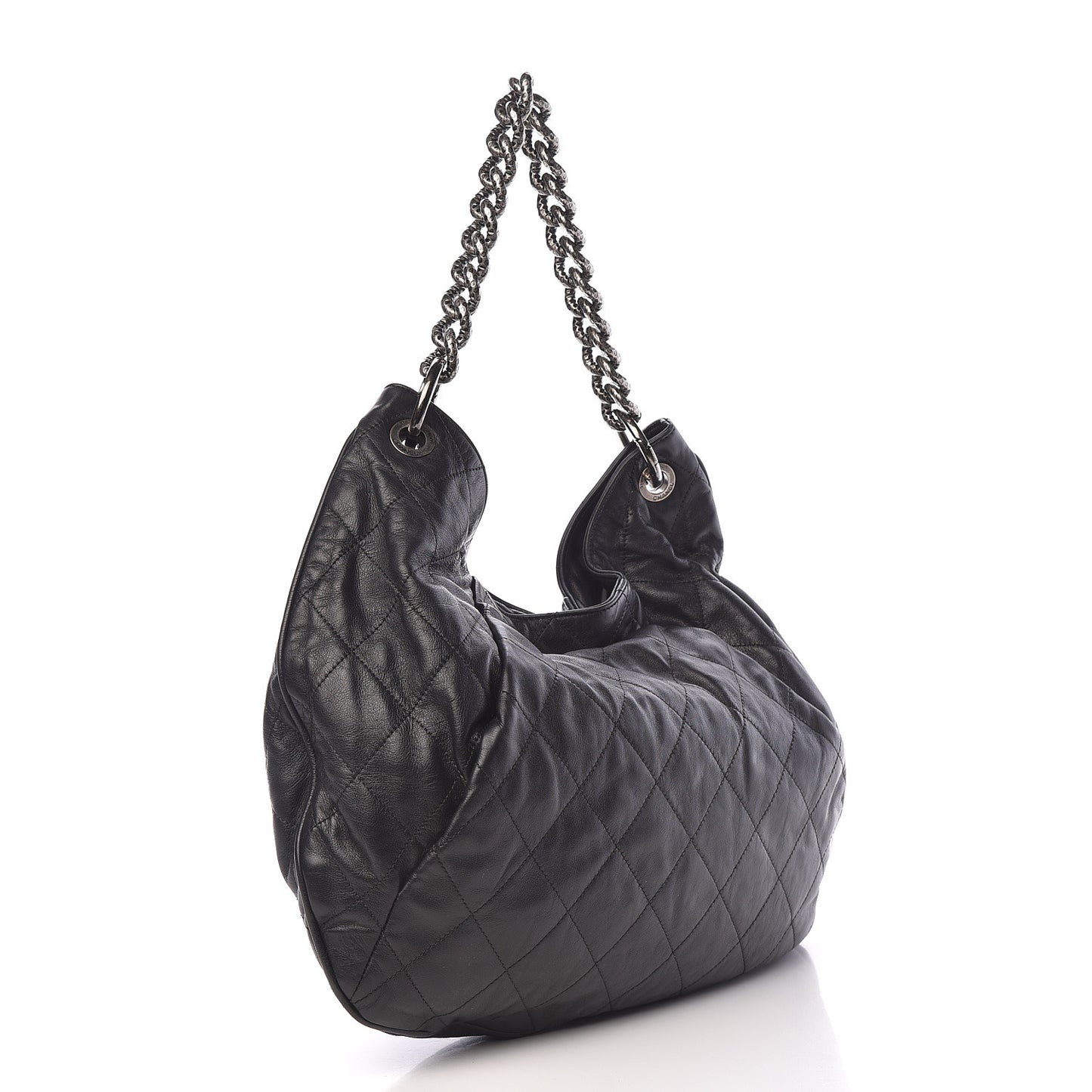 Calfskin Coco Pleats Hobo Black