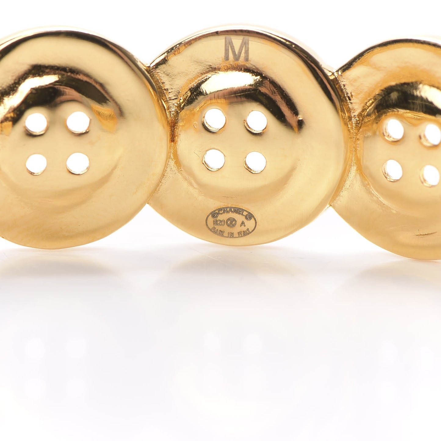 Metal Paris Button Logo Cuff Bracelet Gold