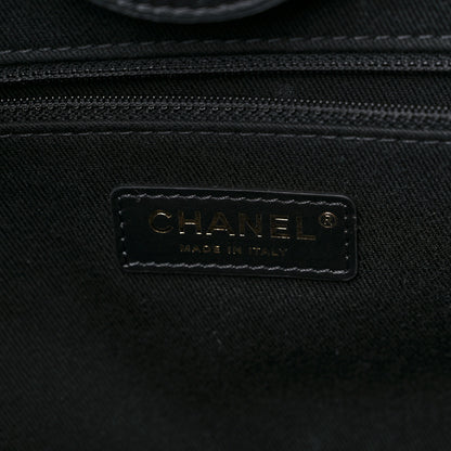 Chanel Calfskin Knit Medium Deauville Tote Black Beige 6 of 9