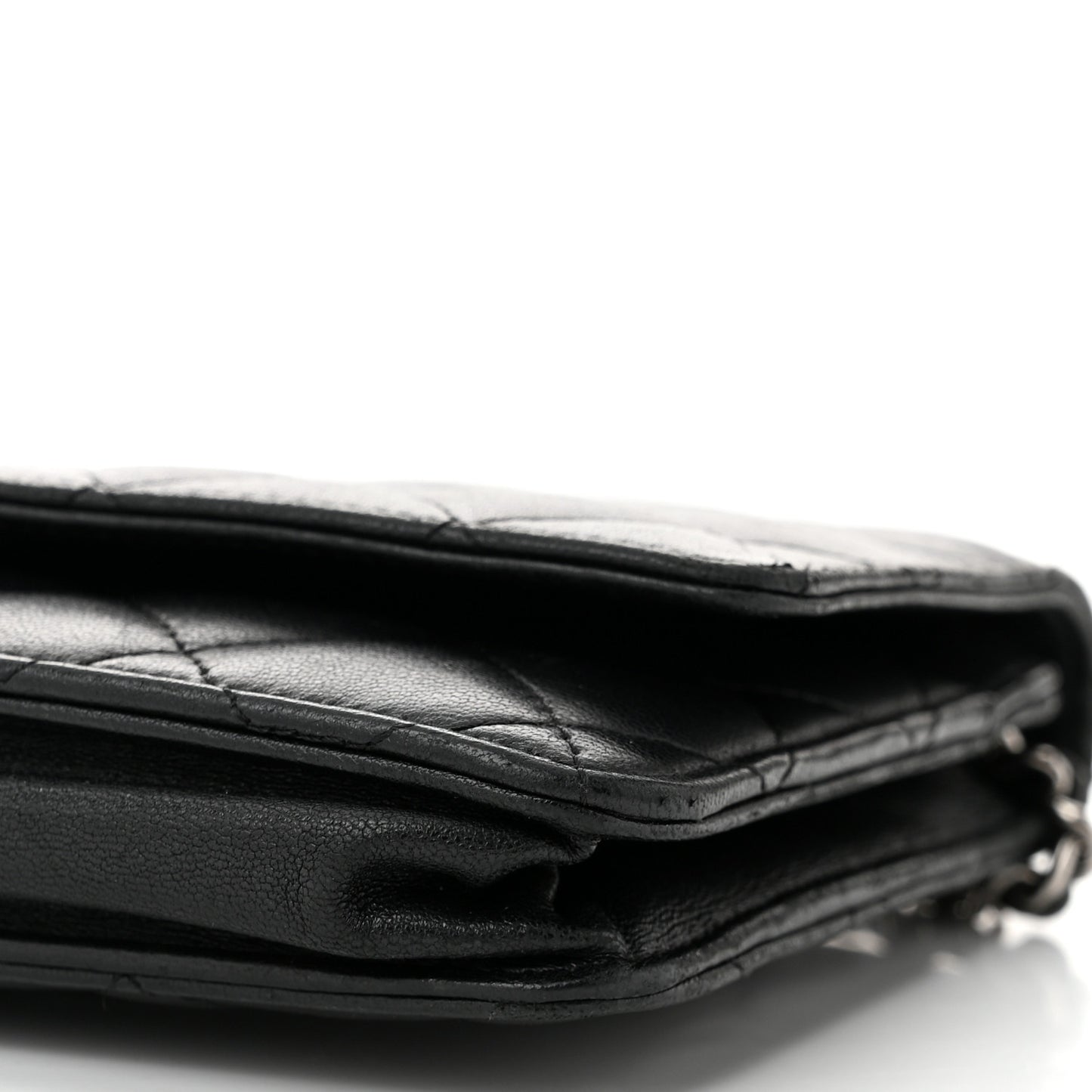 Lambskin Quilted Wallet On Chain WOC Black