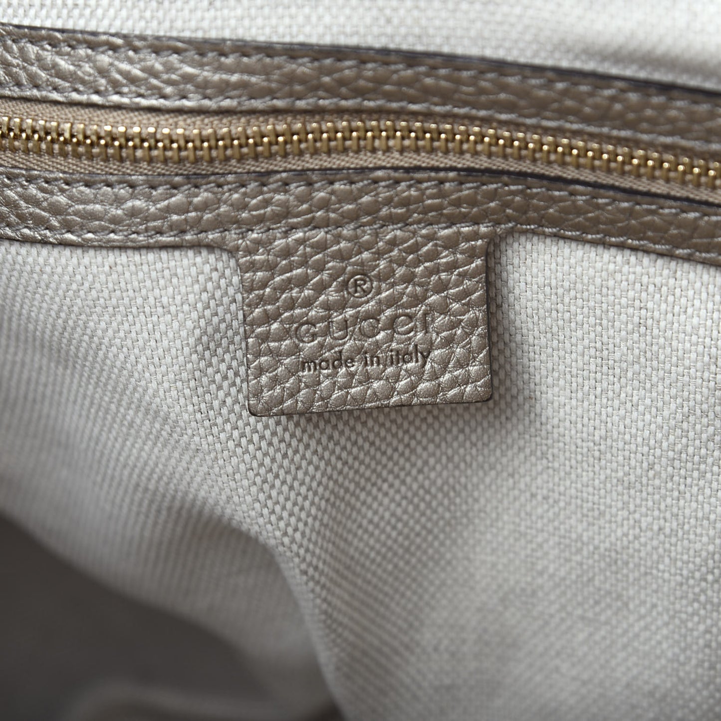 Metallic Pebbled Calfskin Medium Soho Chain Shoulder Bag Golden Beige