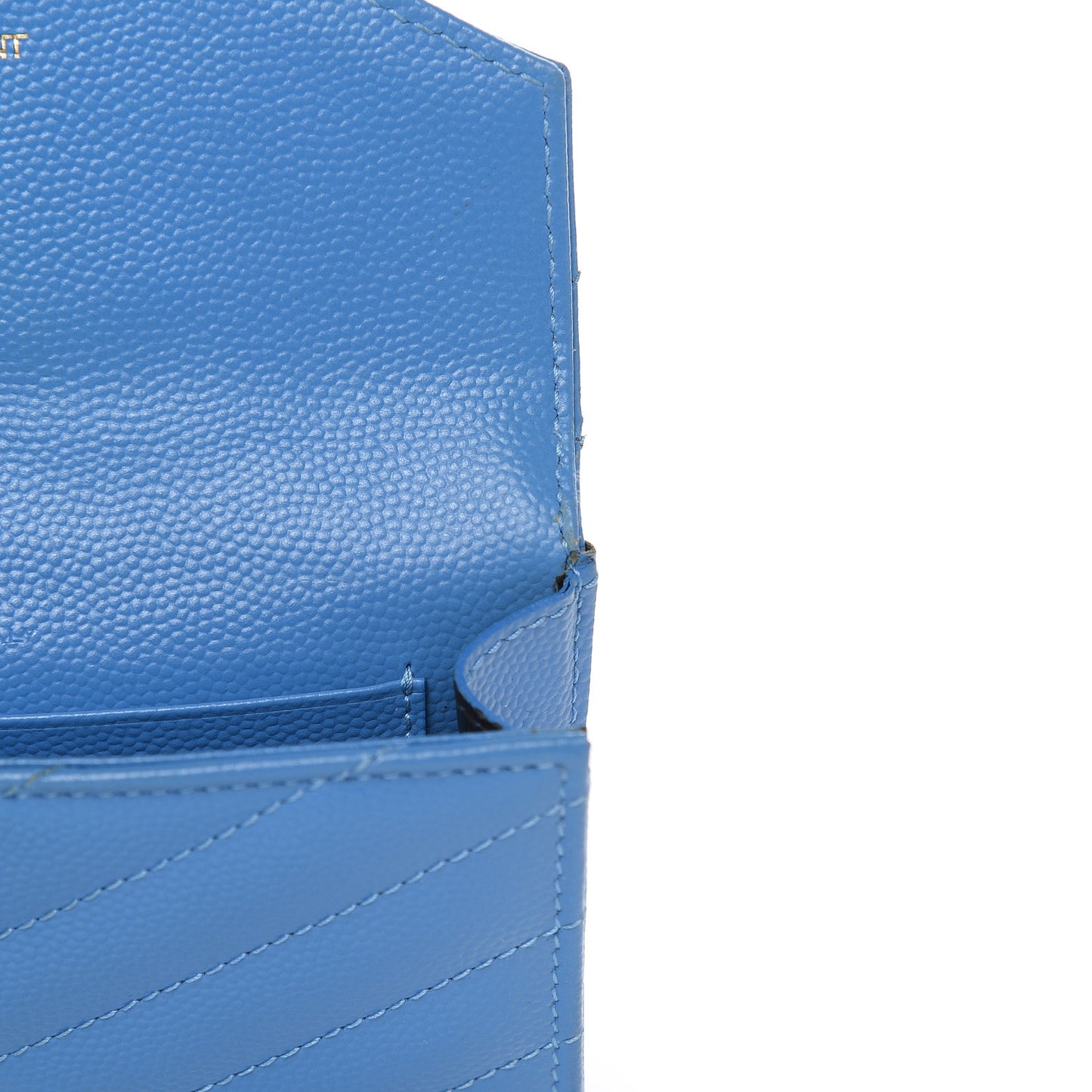 Grain de Poudre Matelasse Chevron Small Monogram Wallet Blue Clair