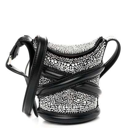 Alexander McQueen Metallic Calfskin Crystal Micro Curve Bucket Bag Black 1 of 12