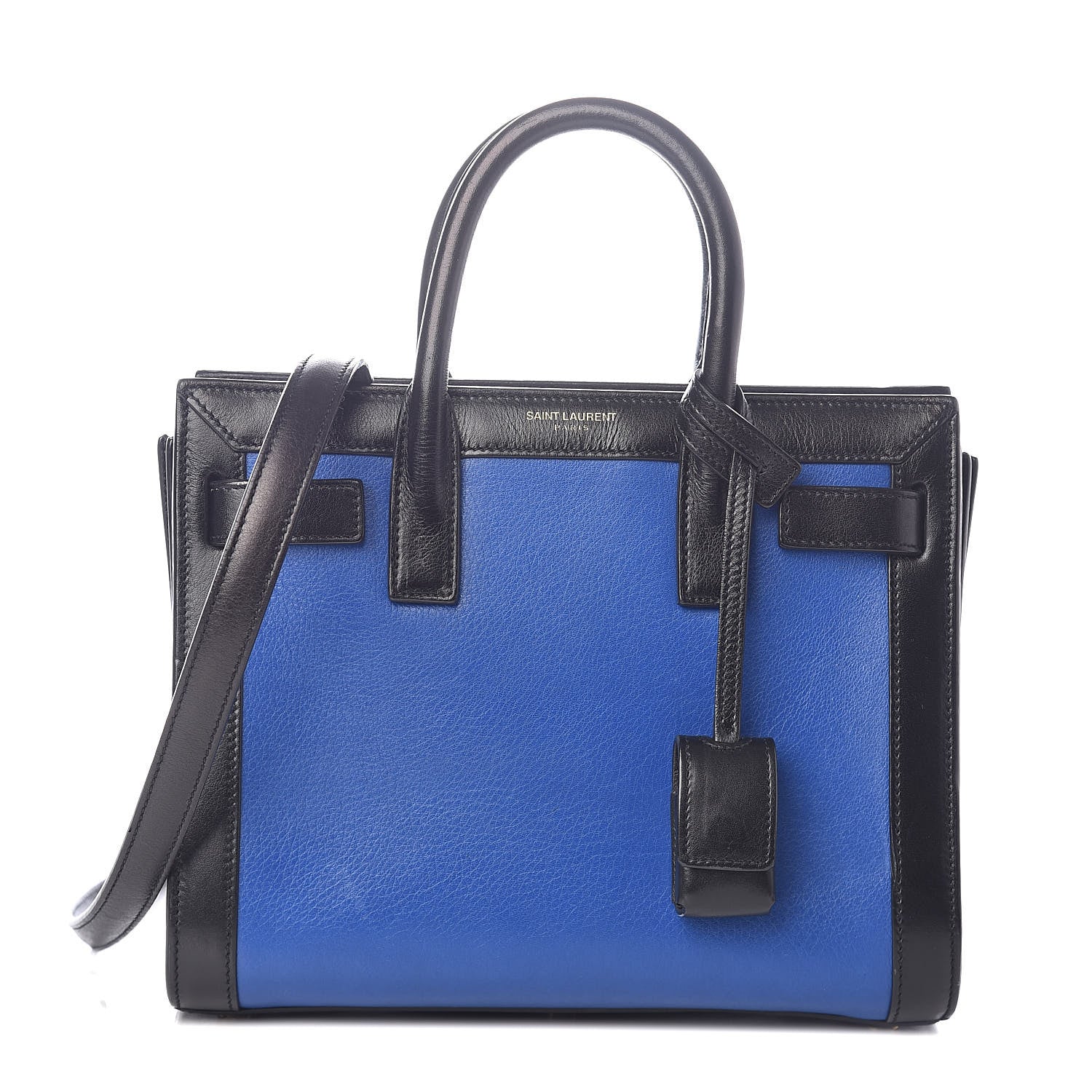 Saint Laurent Calfskin Bi-Color Nano Sac De Jour Royal Blue Black 1 of 9