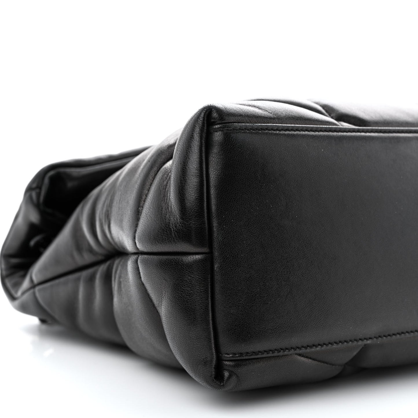Lambskin Quilted Monogram Monochrome Medium Loulou Puffer Chain Satchel Black