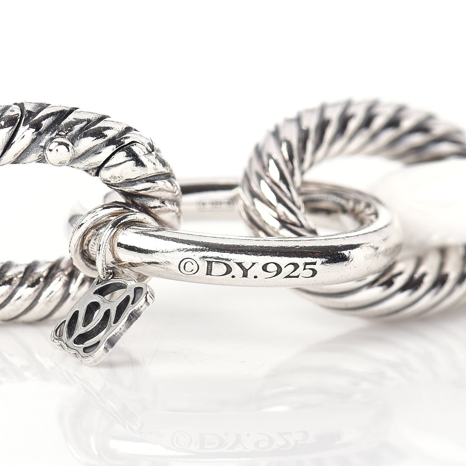 David Yurman Sterling Silver White Ceramic 17mm Extra Large Oval Link Bracelet 4 of 4