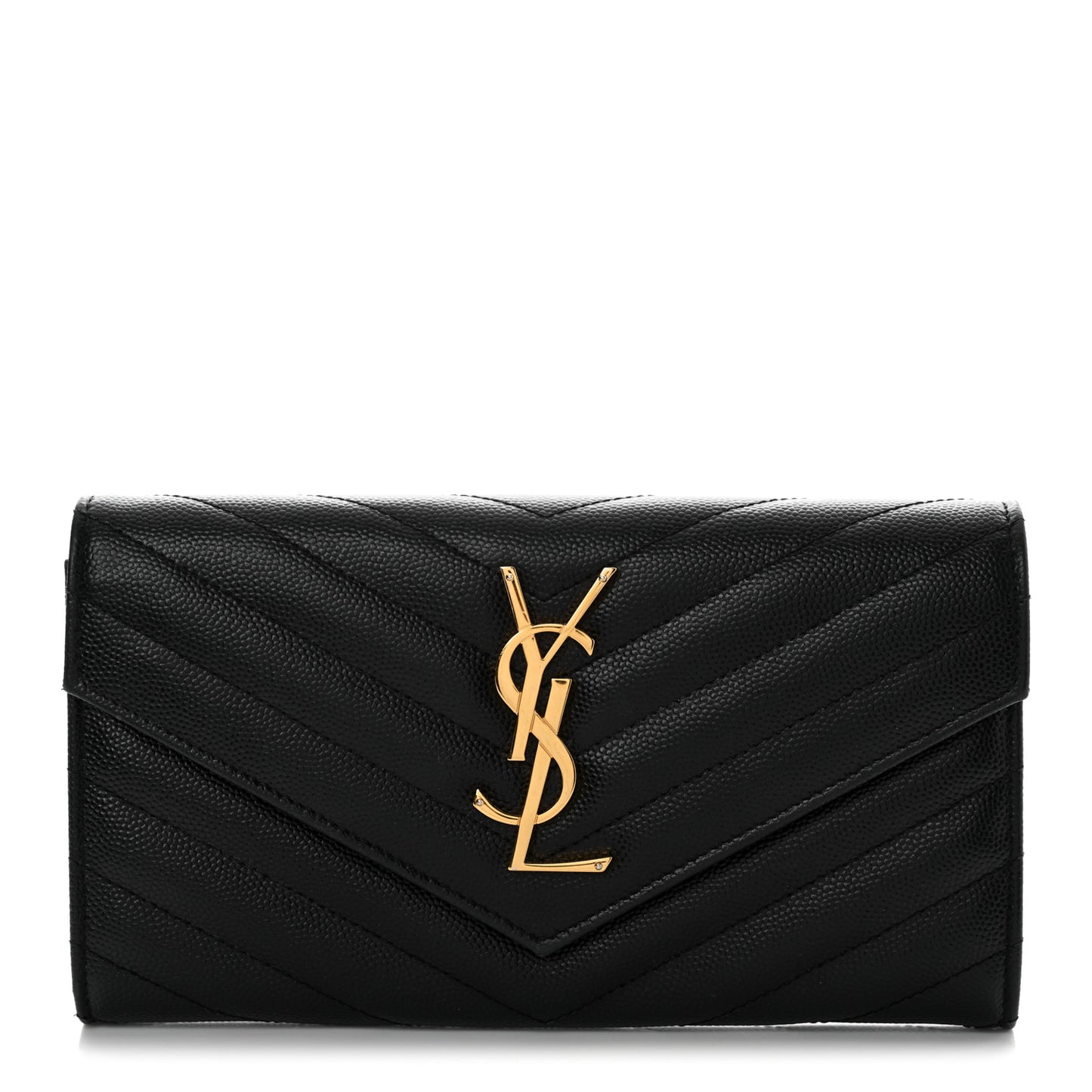 Grain De Poudre Matelasse Chevron Monogram Flap Wallet Black