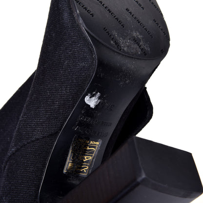 Balenciaga Denim 110mm Round Toe Ankle Boots 37.5 Black 9 of 10