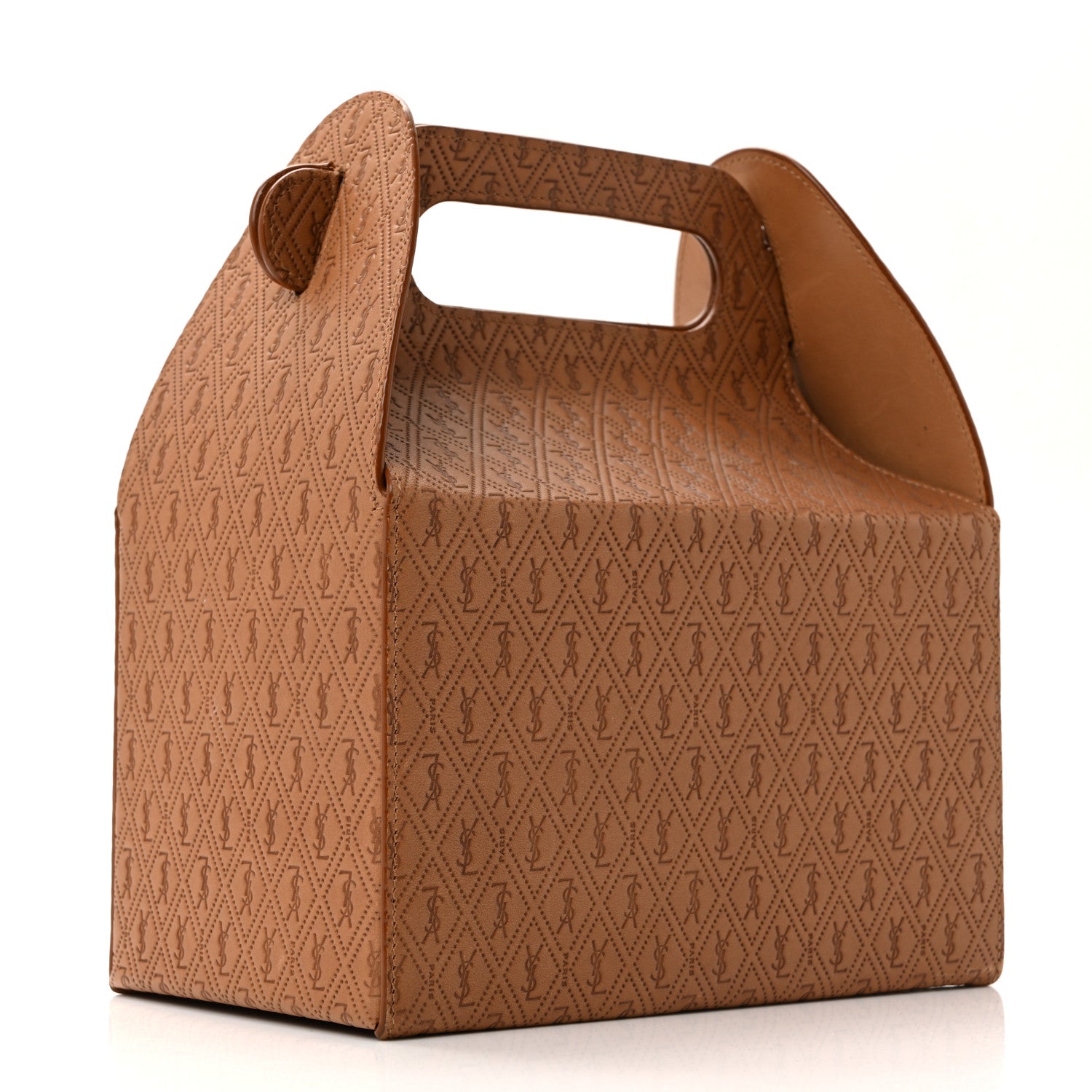 Saint Laurent Calfskin Monogram Take Away Box Dusty Vintage Brown Gold 3 of 12