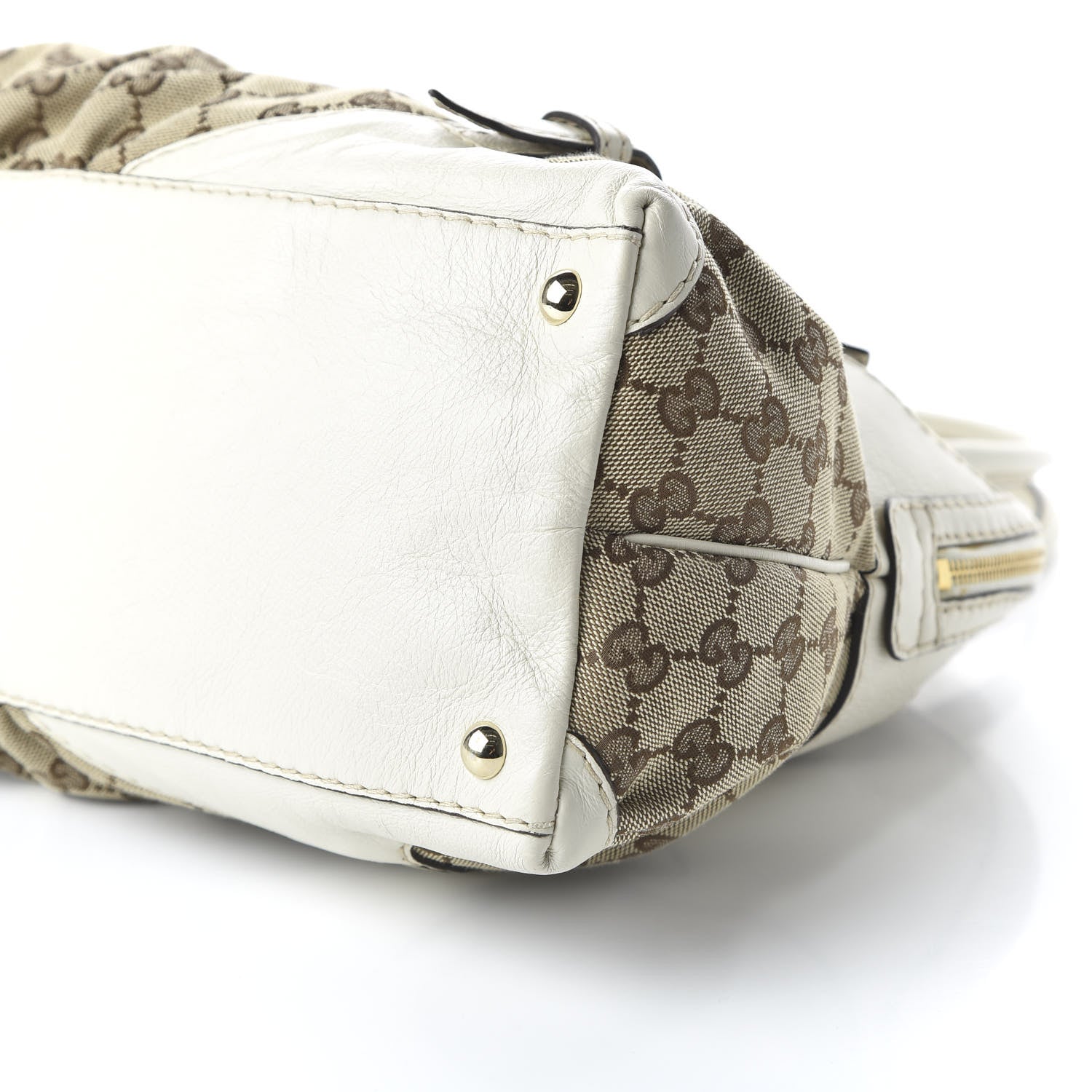 Gucci Monogram Medium Horsebit Nail Boston Off White 6 of 12