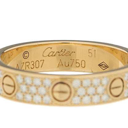 Cartier 18K Yellow Gold Diamond 4mm LOVE Wedding Paved Band Ring 51 5.75 4 of 4
