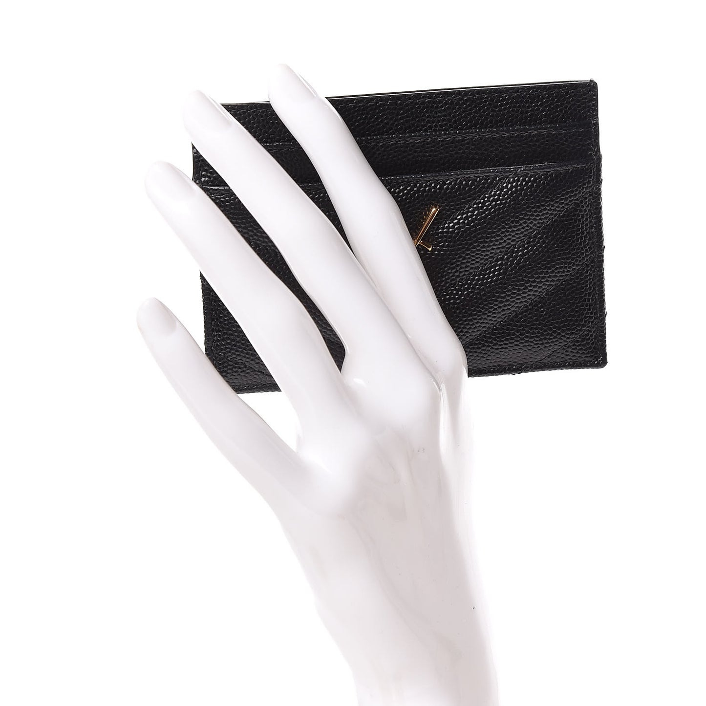 Grain De Poudre Matelasse Chevron Monogram Credit Card Case Black